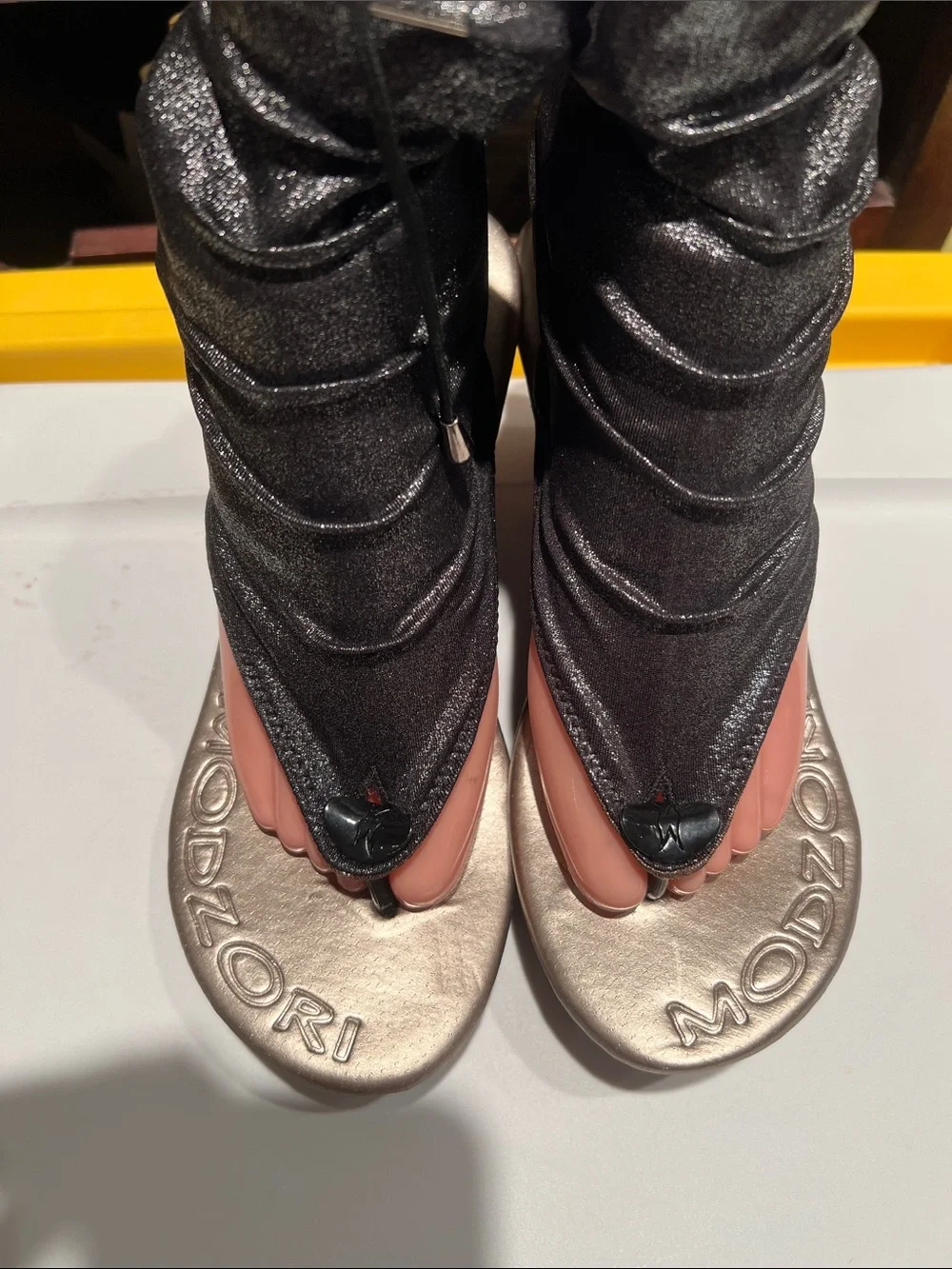 Modzori Fusion Twister Innovative Black Metallic Wedge Reversible Sandals 8